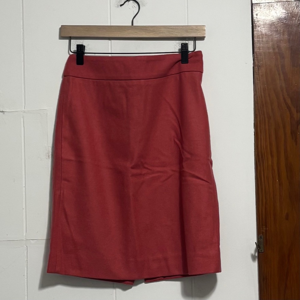 J. Crew Wool Blend Pencil Skirt Red Size 2 Business Casual‎ Office
